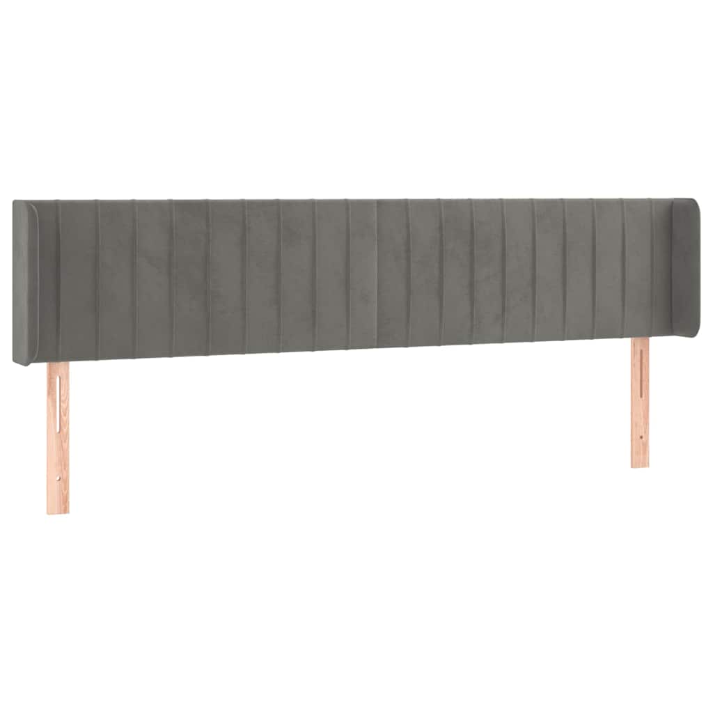 LED Kopfteil Hellgrau 203x16x78/88 cm Samt
