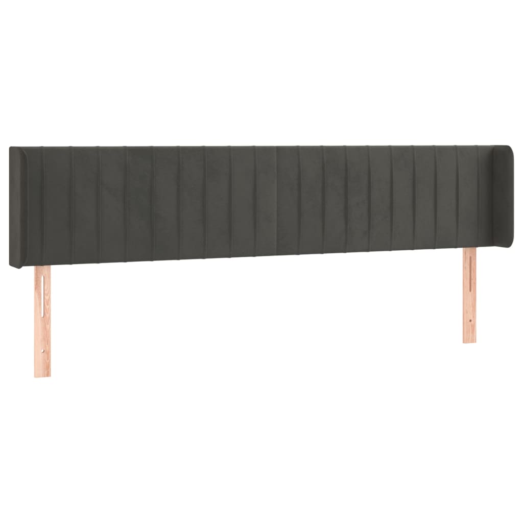 LED Kopfteil Dunkelgrau 203x16x78/88 cm Samt