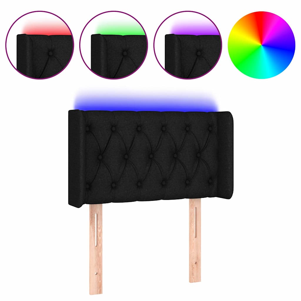 LED Kopfteil Schwarz 83x16x78/88 cm Stoff