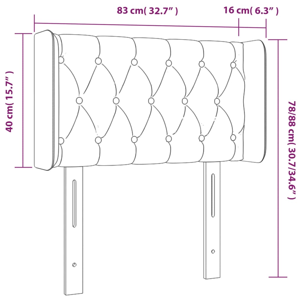 LED Kopfteil Schwarz 83x16x78/88 cm Stoff