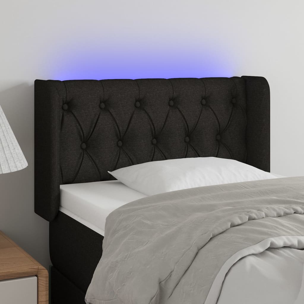 LED Kopfteil Schwarz 83x16x78/88 cm Stoff