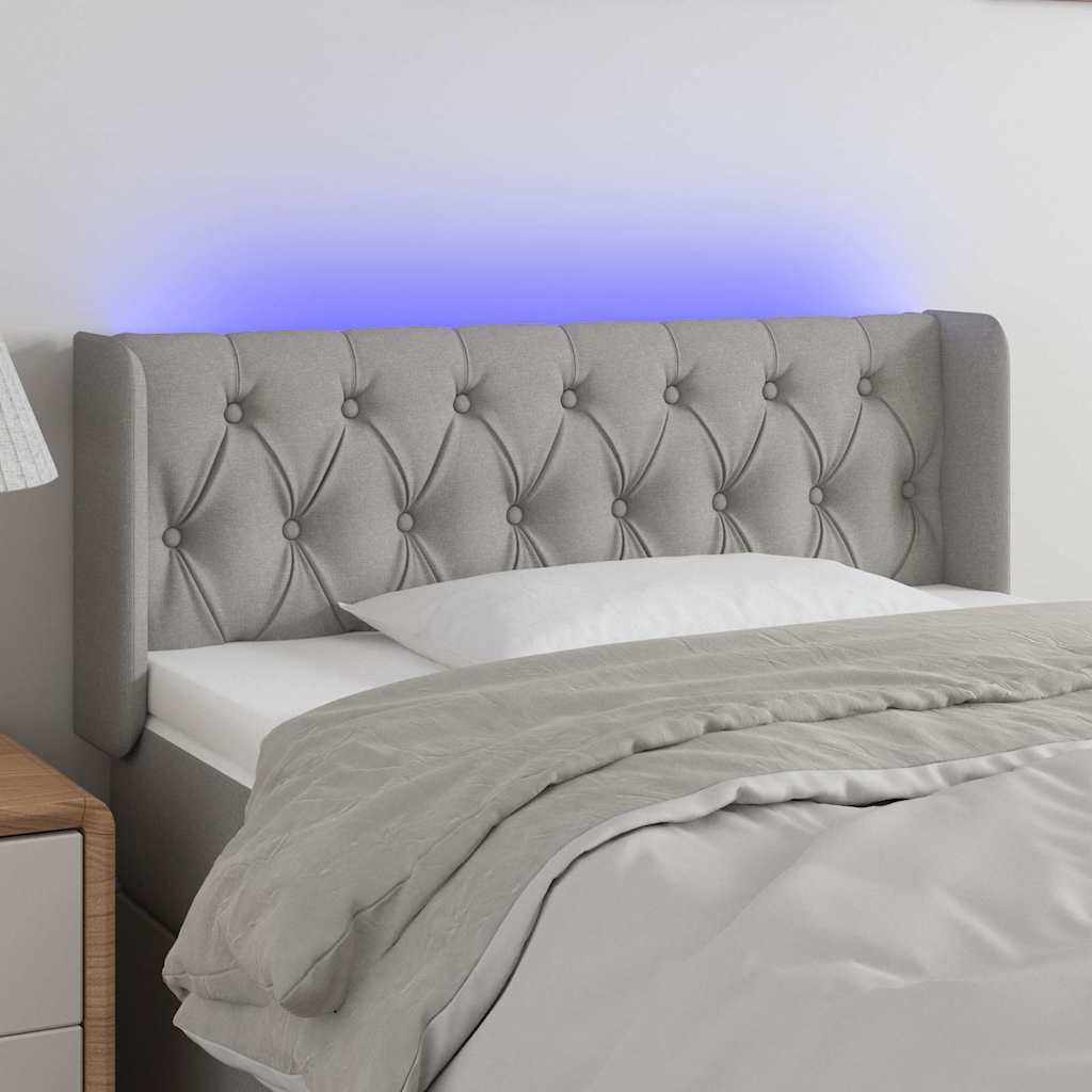 LED Kopfteil Hellgrau 103x16x78/88 cm Stoff