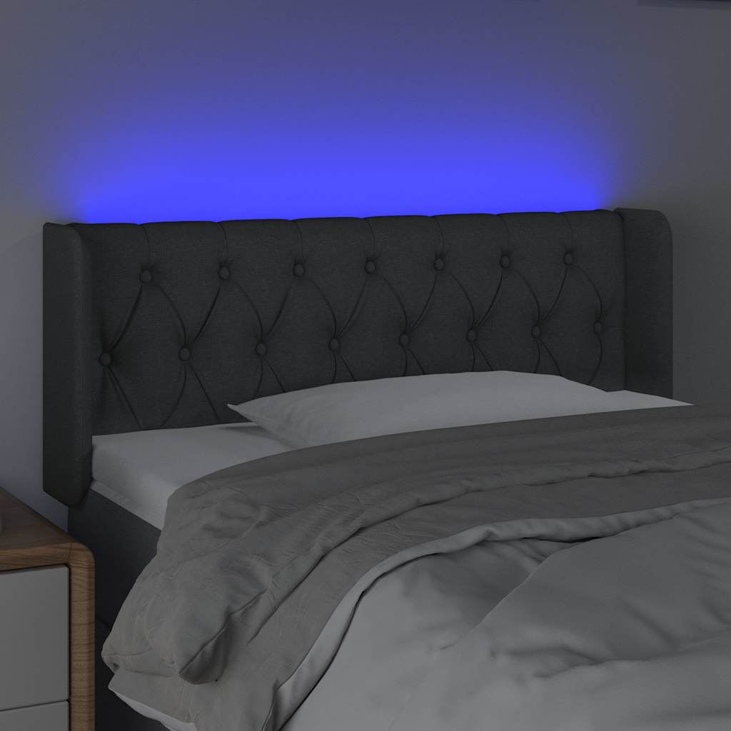 LED Kopfteil Dunkelgrau 103x16x78/88 cm Stoff