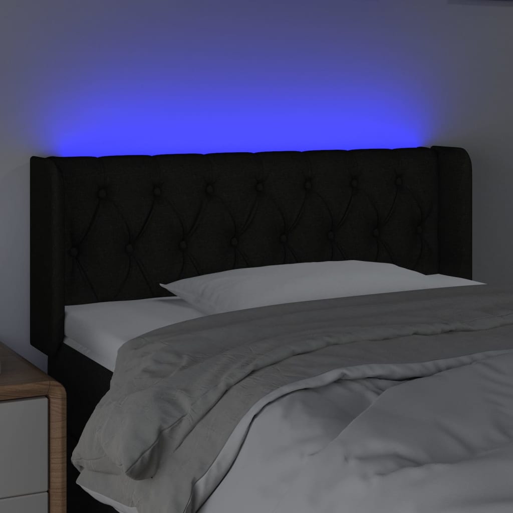 LED Kopfteil Schwarz 103x16x78/88 cm Stoff