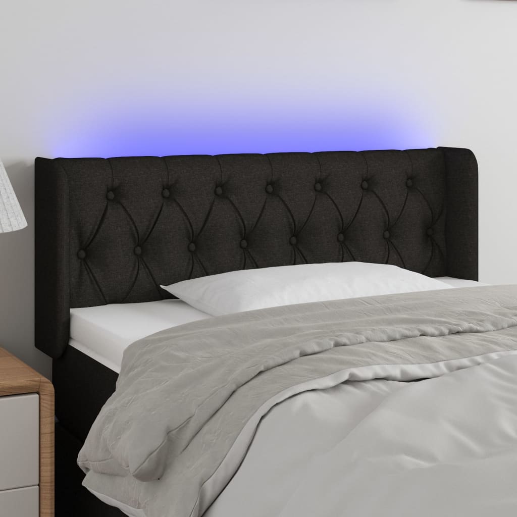LED Kopfteil Schwarz 103x16x78/88 cm Stoff