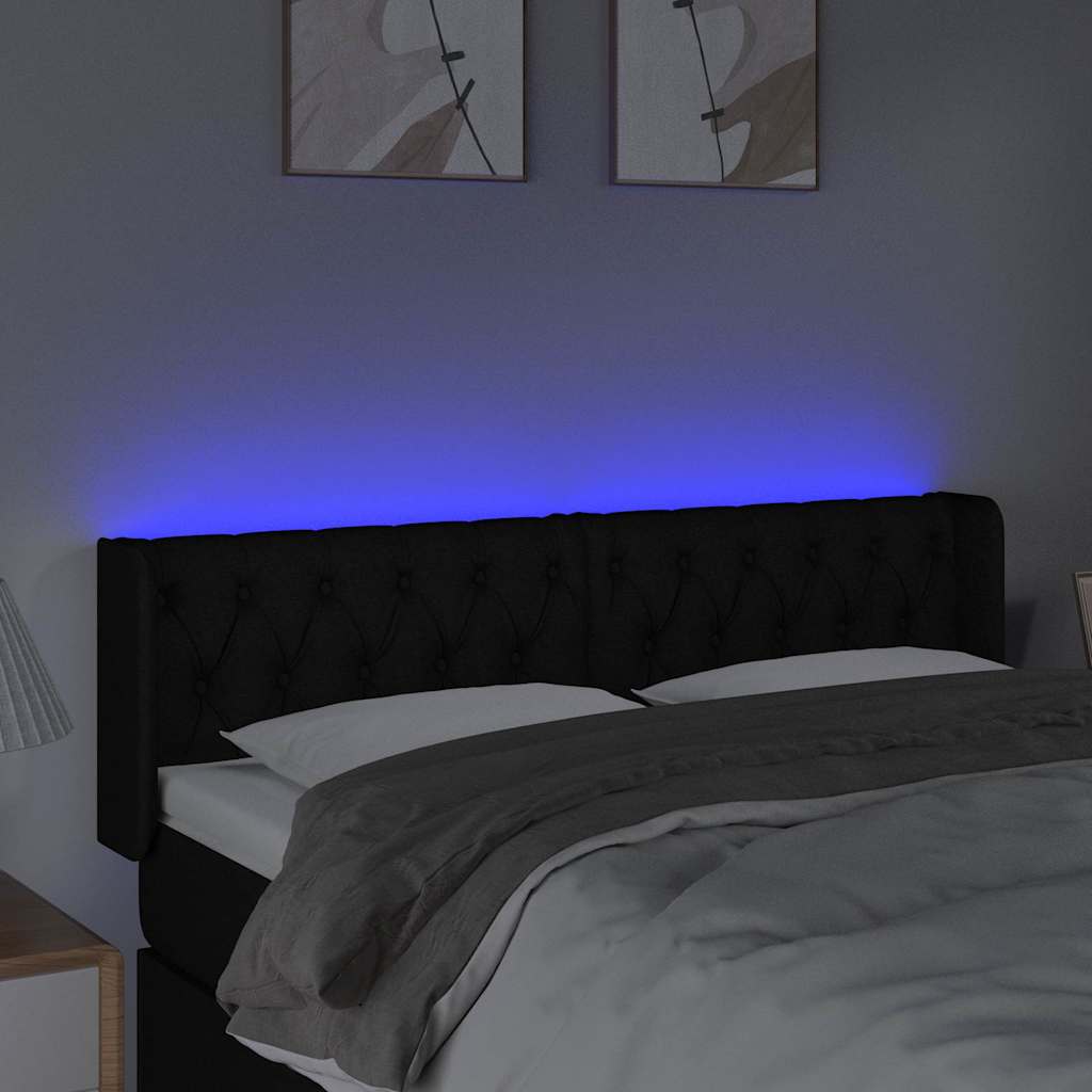 LED Kopfteil Schwarz 147x16x78/88 cm Stoff