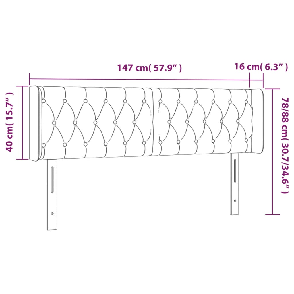 LED Kopfteil Schwarz 147x16x78/88 cm Stoff