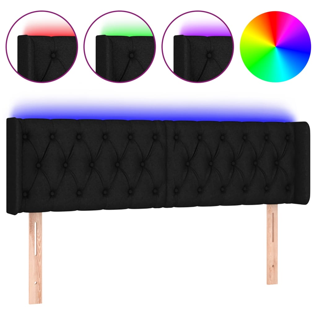 LED Kopfteil Schwarz 163x16x78/88 cm Stoff