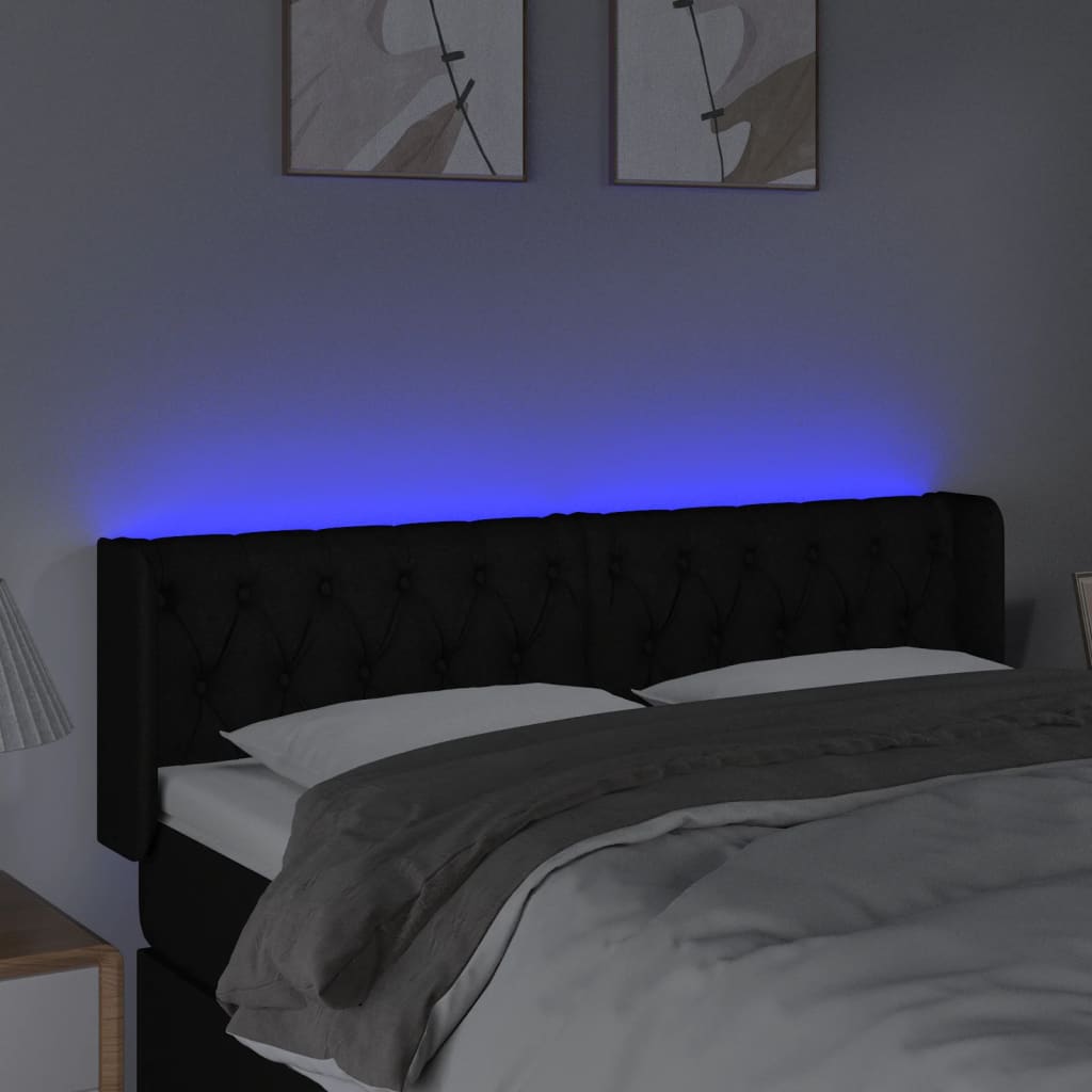 LED Kopfteil Schwarz 163x16x78/88 cm Stoff