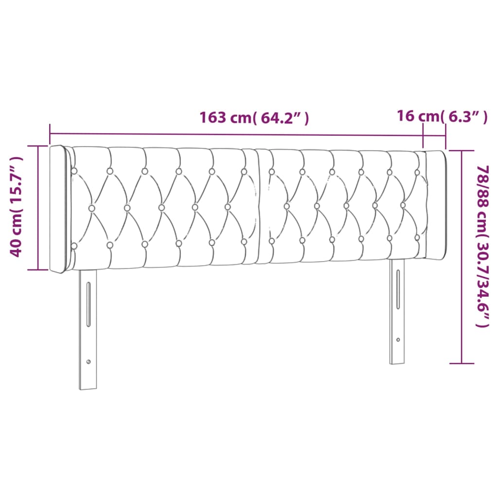 LED Kopfteil Schwarz 163x16x78/88 cm Stoff