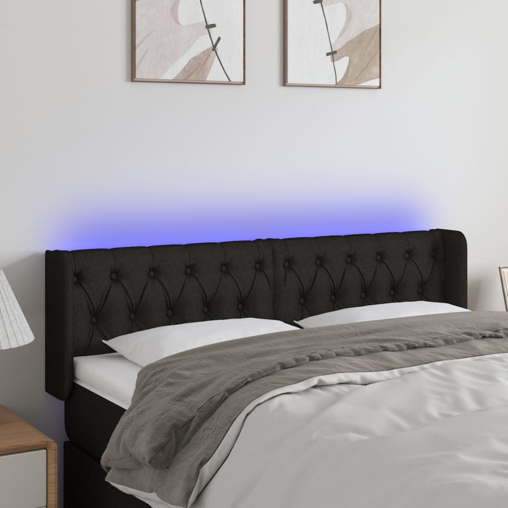 LED Kopfteil Schwarz 163x16x78/88 cm Stoff