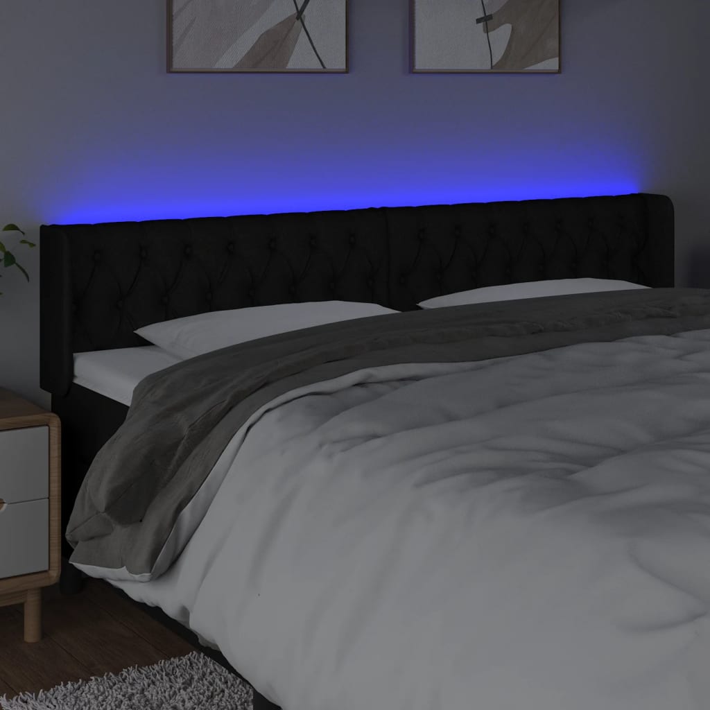 LED Kopfteil Schwarz 183x16x78/88 cm Stoff
