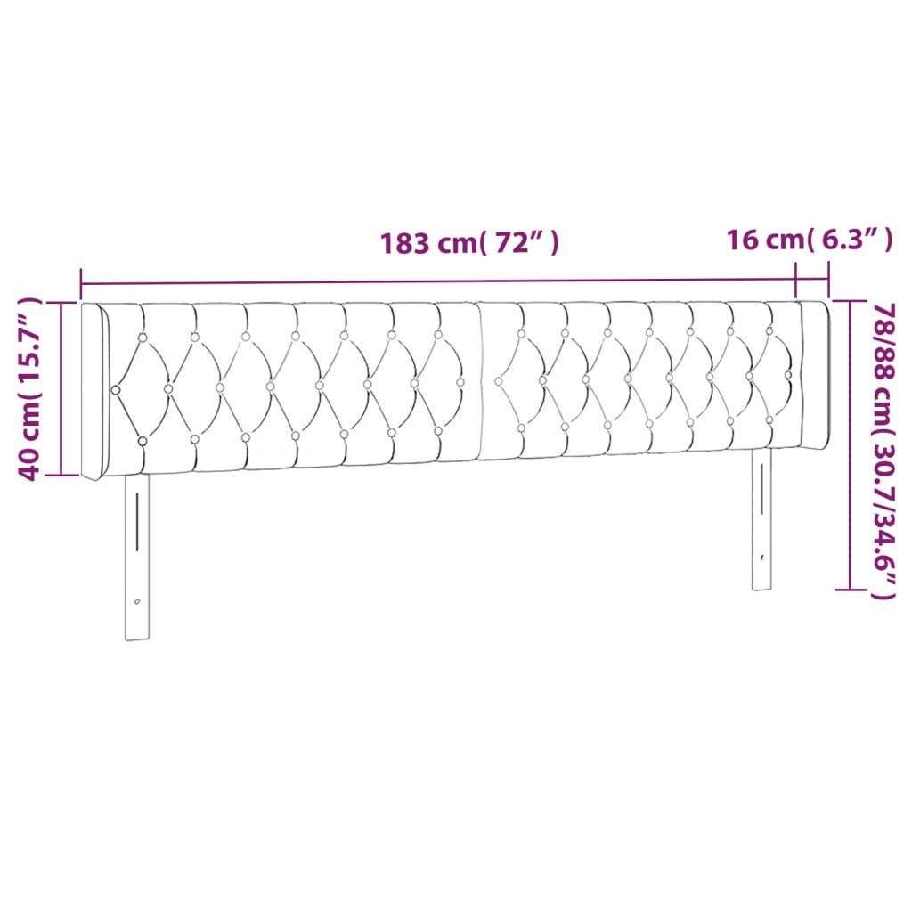 LED Kopfteil Schwarz 183x16x78/88 cm Stoff