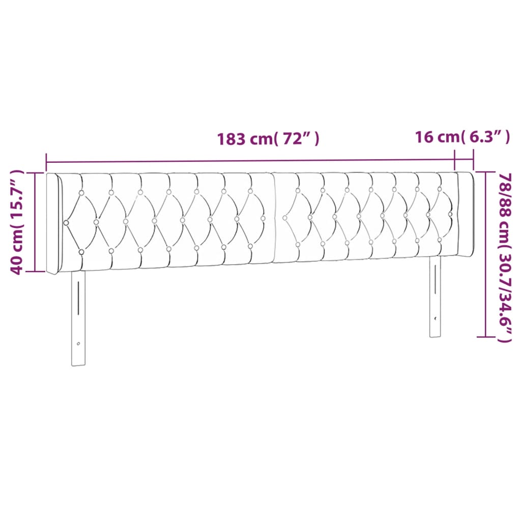 LED Kopfteil Dunkelbraun 183x16x78/88 cm Stoff
