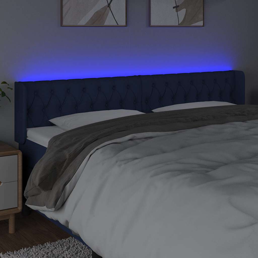 LED Kopfteil Blau 203x16x78/88 cm Stoff