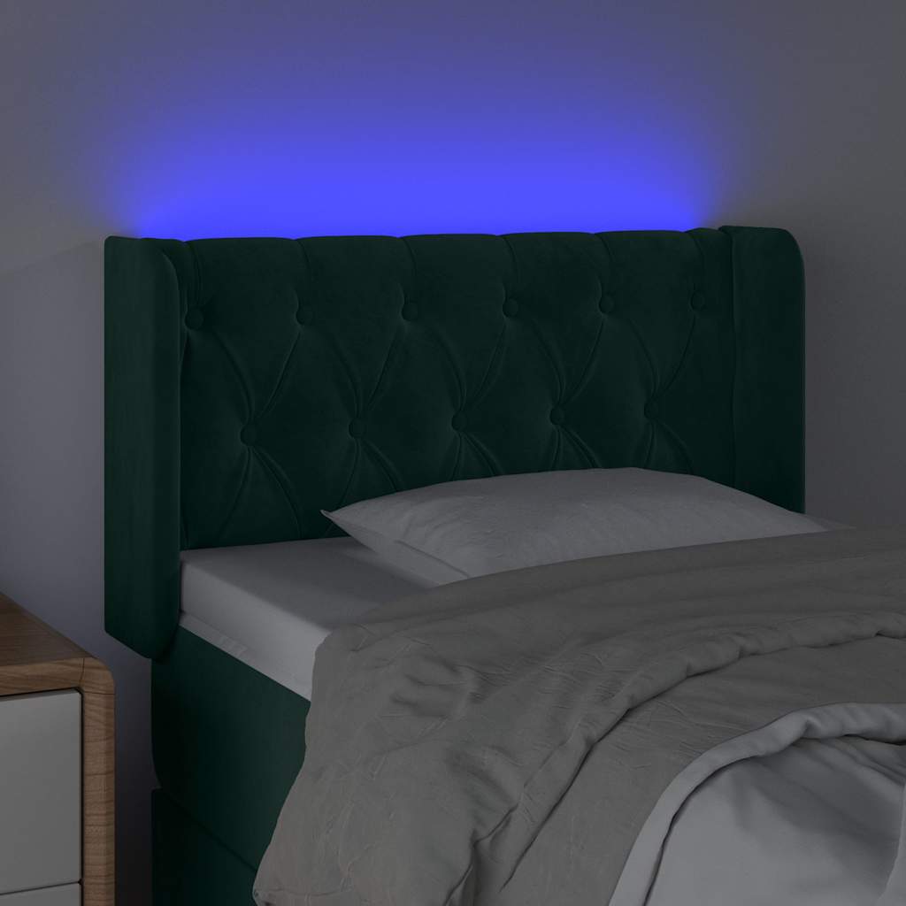 LED Kopfteil Dunkelgrün 83x16x78/88 cm Samt