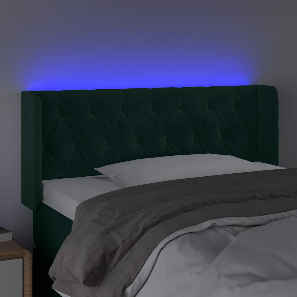 LED Kopfteil Dunkelgrün 93x16x78/88 cm Samt