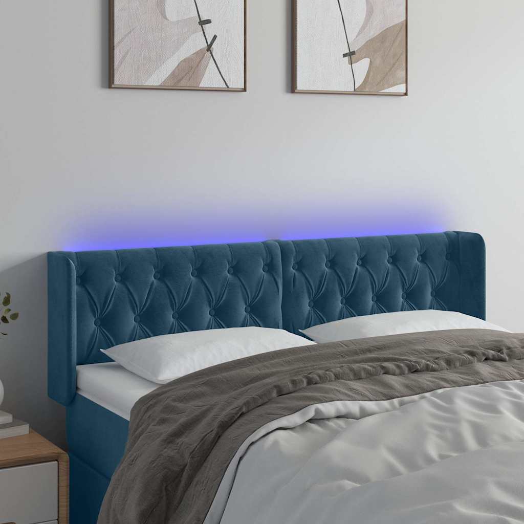 LED Kopfteil Dunkelblau 147x16x78/88 cm Samt