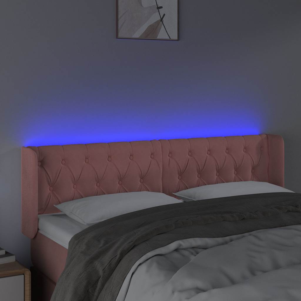 LED Kopfteil Rosa 147x16x78/88 cm Samt