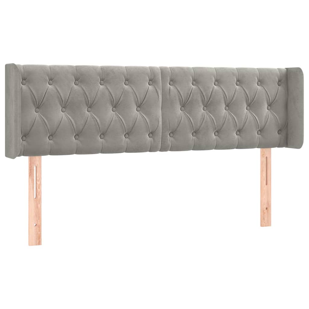 LED Kopfteil Hellgrau 163x16x78/88 cm Samt