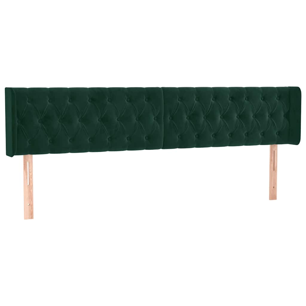 LED Kopfteil Dunkelgrün 203x16x78/88 cm Samt