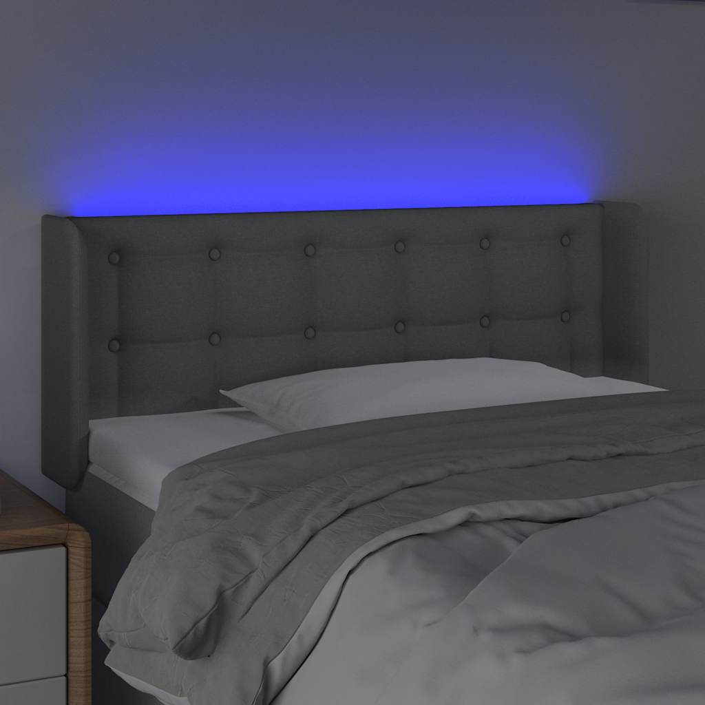 LED Kopfteil Hellgrau 93x16x78/88 cm Stoff
