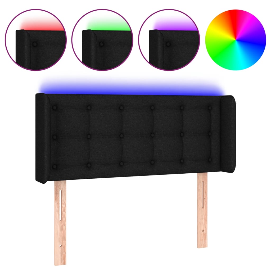 LED Kopfteil Schwarz 93x16x78/88 cm Stoff