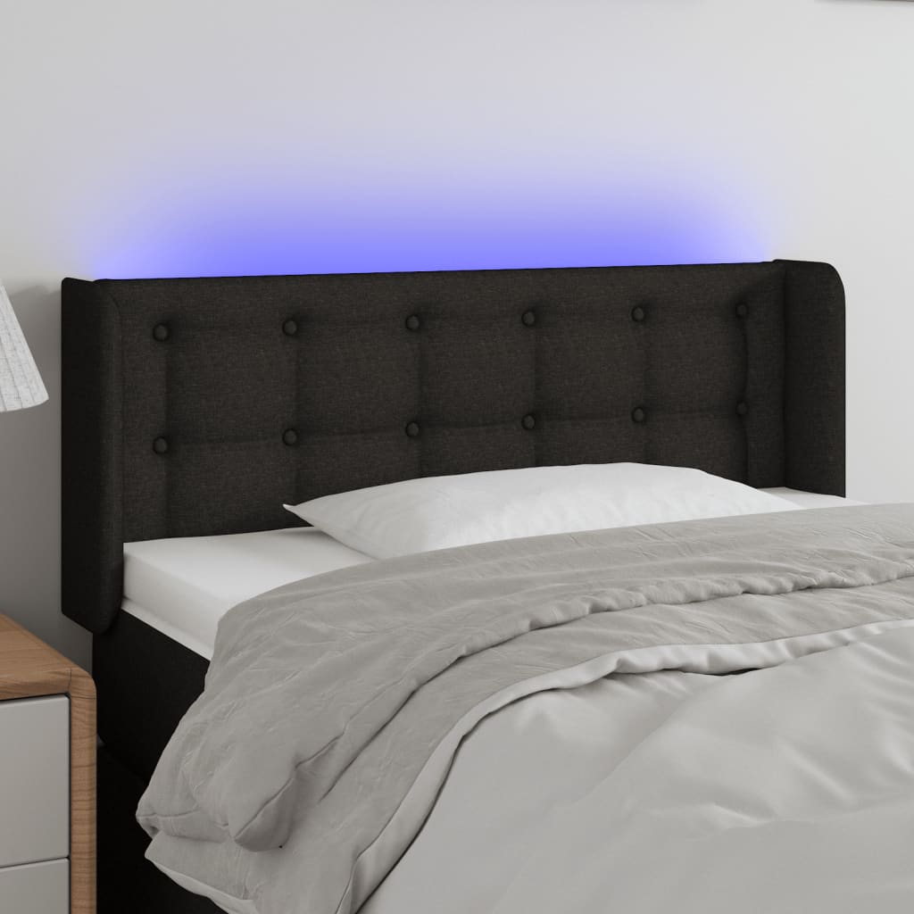 LED Kopfteil Schwarz 93x16x78/88 cm Stoff