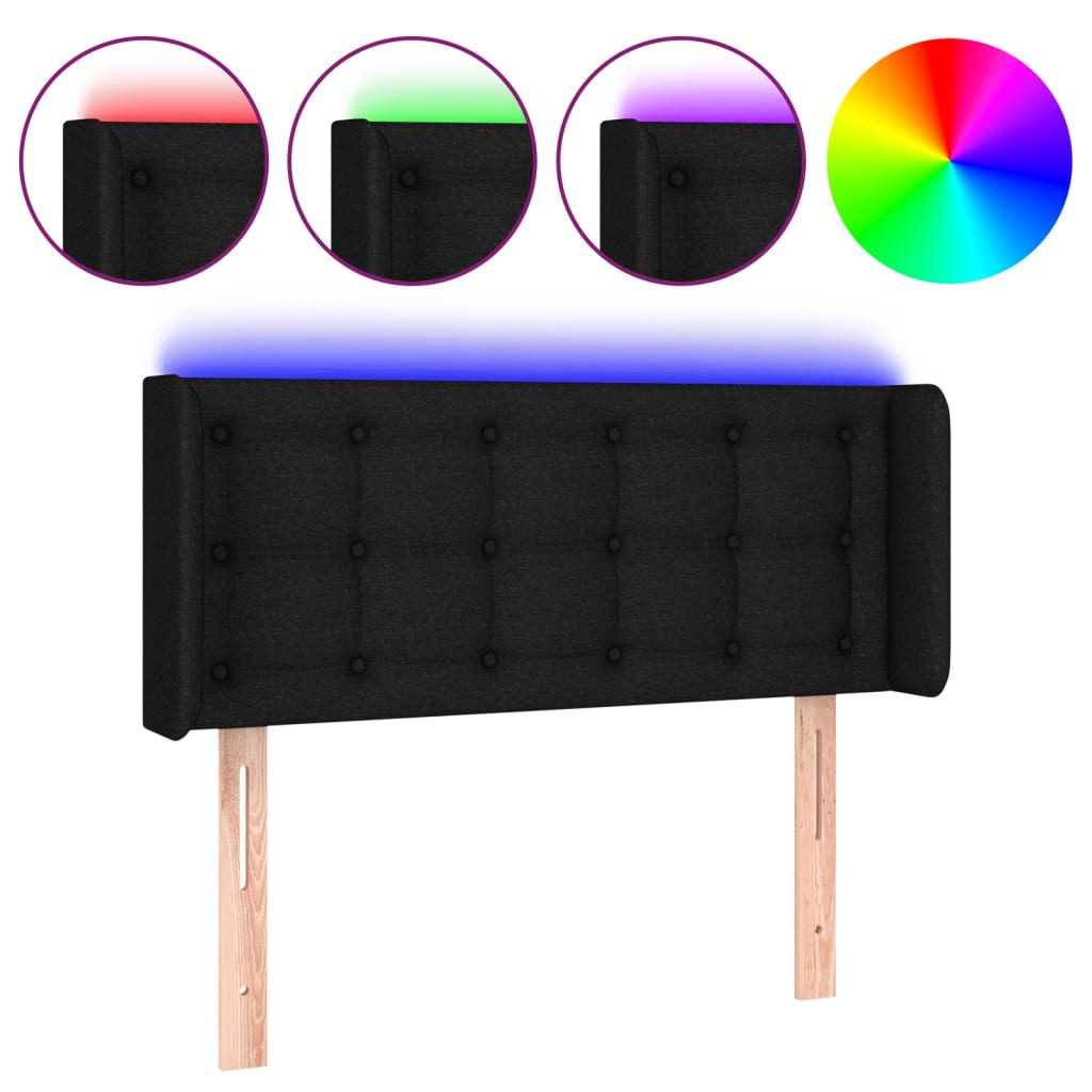 LED Kopfteil Schwarz 103x16x78/88 cm Stoff
