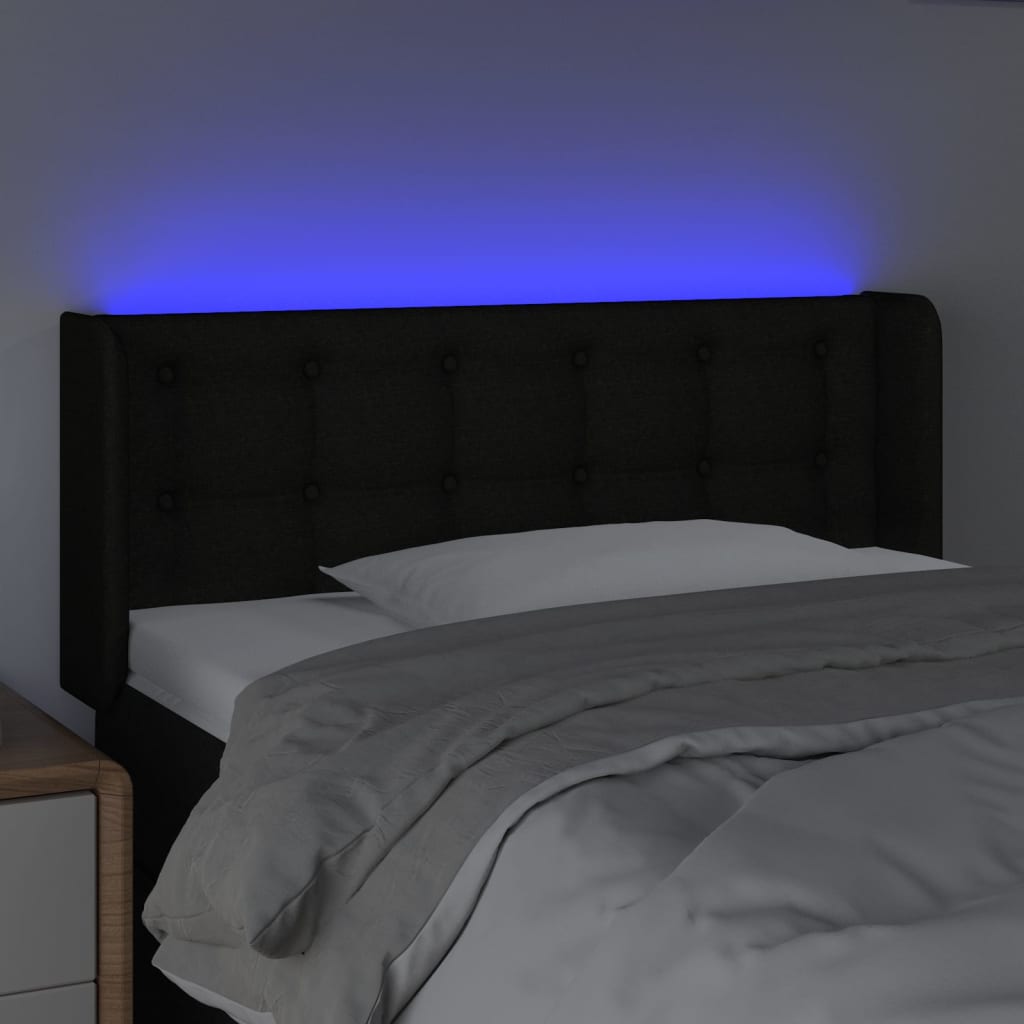 LED Kopfteil Schwarz 103x16x78/88 cm Stoff
