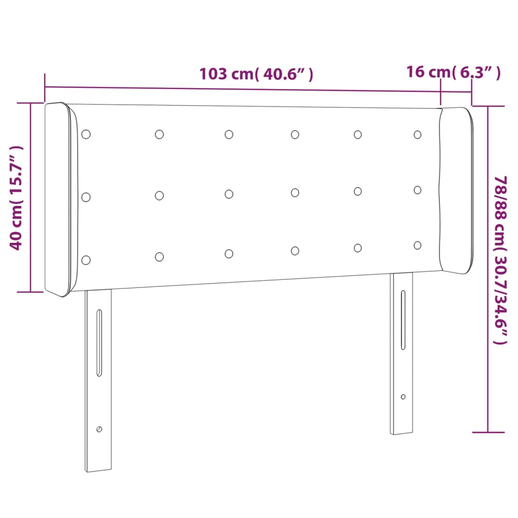 LED Kopfteil Schwarz 103x16x78/88 cm Stoff