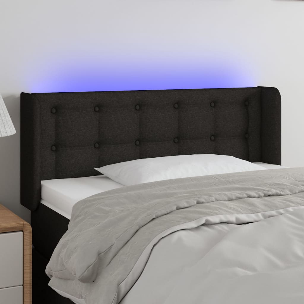 LED Kopfteil Schwarz 103x16x78/88 cm Stoff