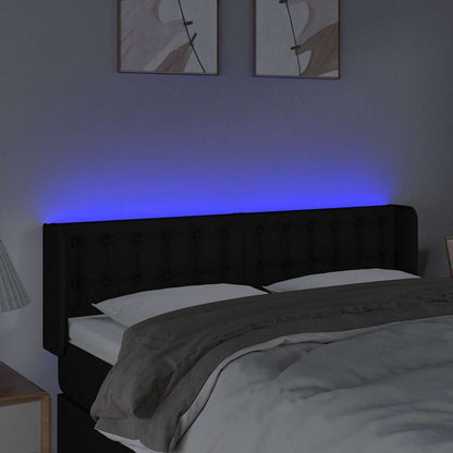 LED Kopfteil Schwarz 147x16x78/88 cm Stoff