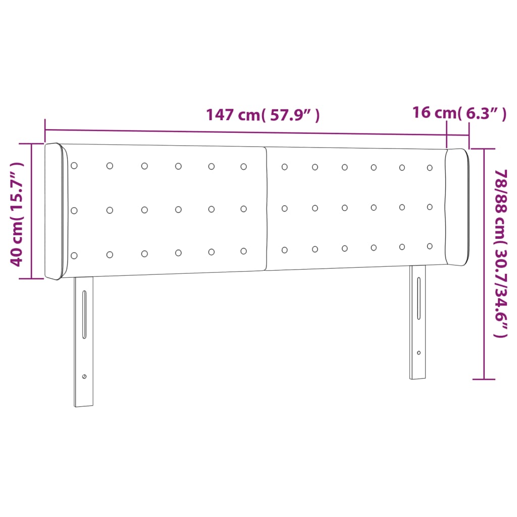 LED Kopfteil Schwarz 147x16x78/88 cm Stoff