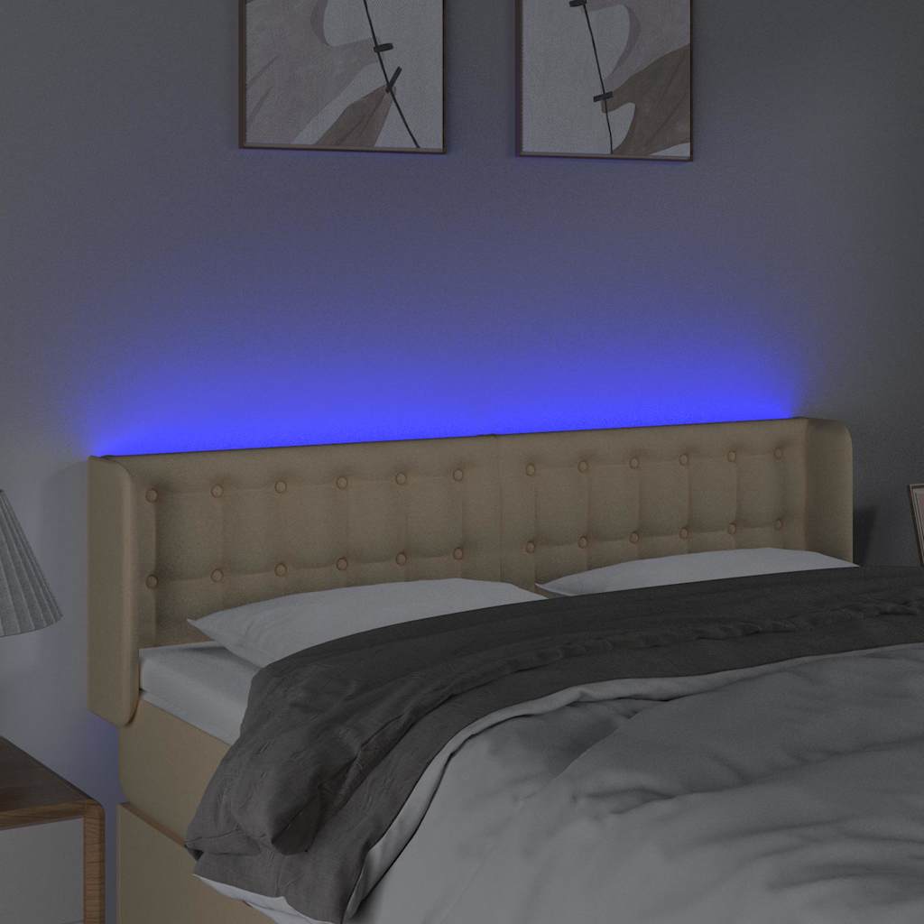 LED Kopfteil Creme 147x16x78/88 cm Stoff