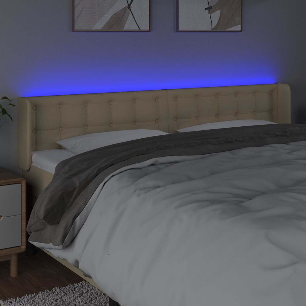 LED Kopfteil Creme 163x16x78/88 cm Stoff