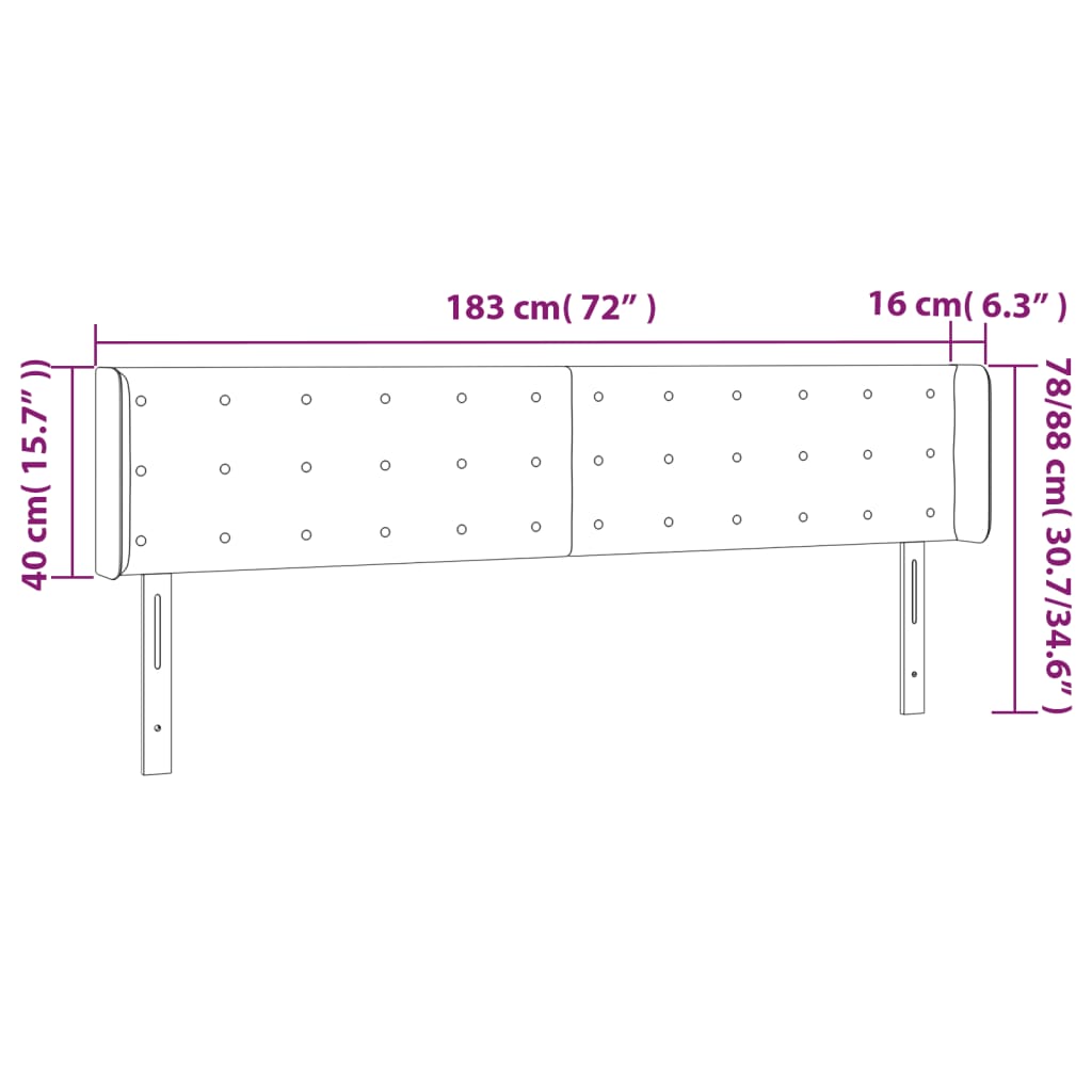 LED Kopfteil Schwarz 183x16x78/88 cm Stoff