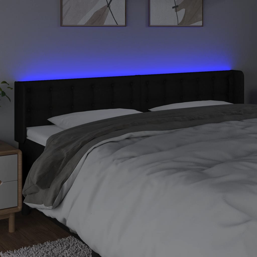 LED Kopfteil Schwarz 203x16x78/88 cm Stoff