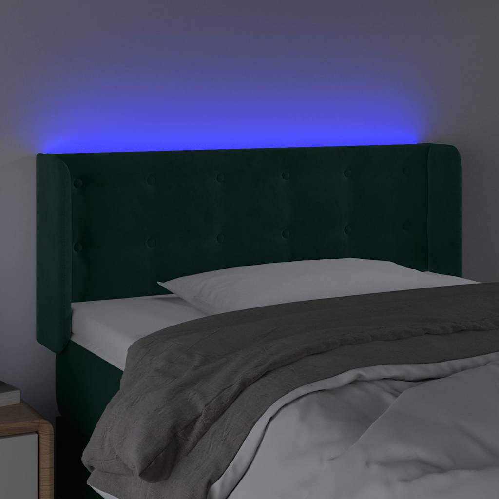 LED Kopfteil Dunkelgrün 83x16x78/88 cm Samt