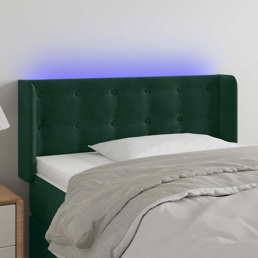 LED Kopfteil Dunkelgrün 83x16x78/88 cm Samt
