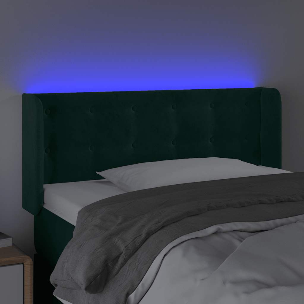 LED Kopfteil Dunkelgrün 93x16x78/88 cm Samt