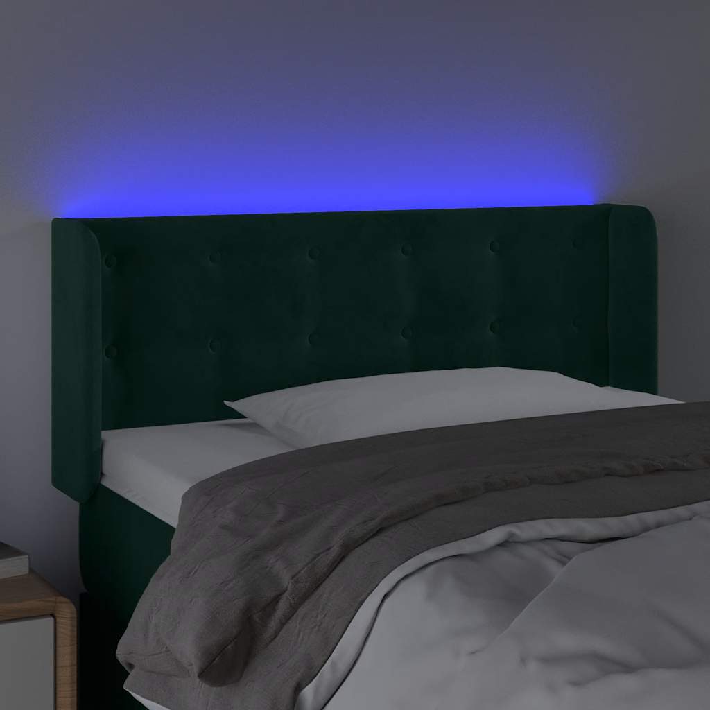 LED Kopfteil Dunkelgrün 103x16x78/88 cm Samt