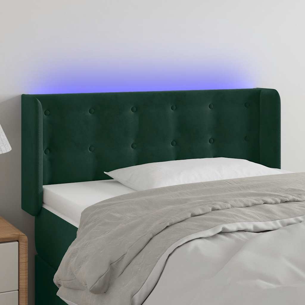 LED Kopfteil Dunkelgrün 103x16x78/88 cm Samt
