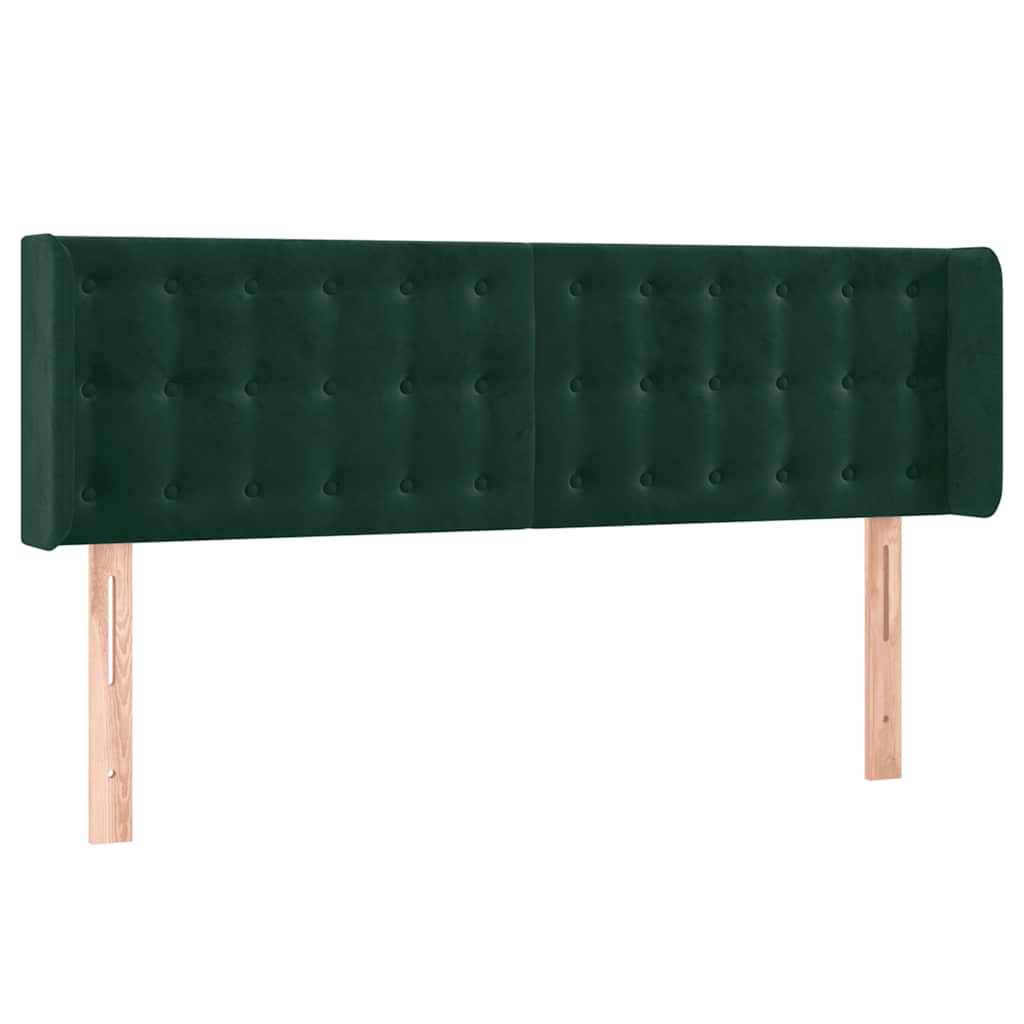 LED Kopfteil Dunkelgrün 147x16x78/88 cm Samt