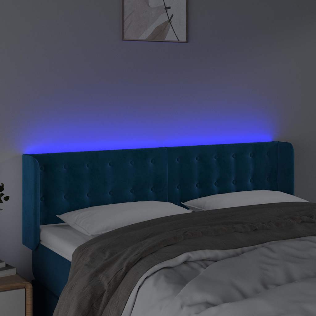 LED Kopfteil Dunkelblau 147x16x78/88 cm Samt