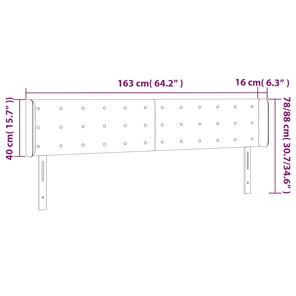 LED Kopfteil Dunkelgrün 163x16x78/88 cm Samt