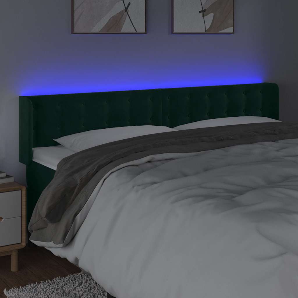 LED Kopfteil Dunkelgrün 183x16x78/88 cm Samt