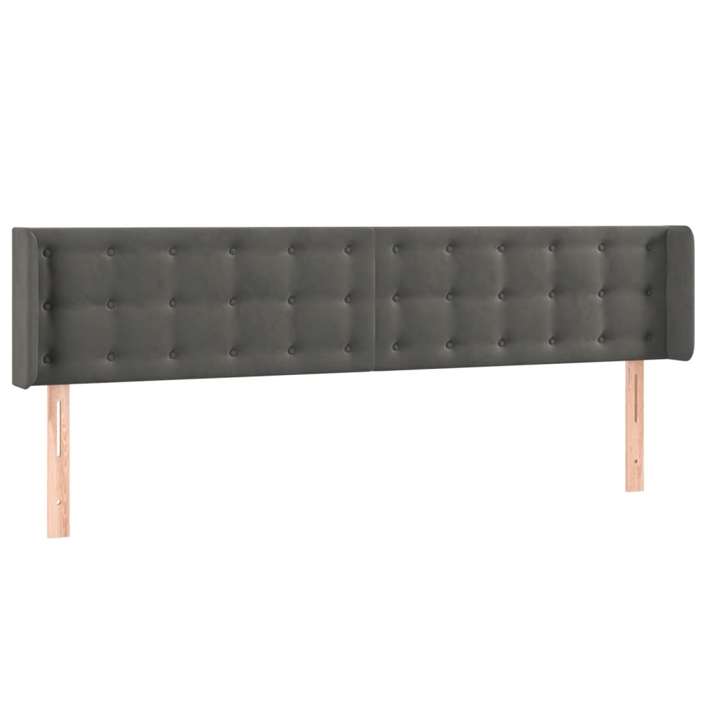 LED Kopfteil Dunkelgrau 203x16x78/88 cm Samt