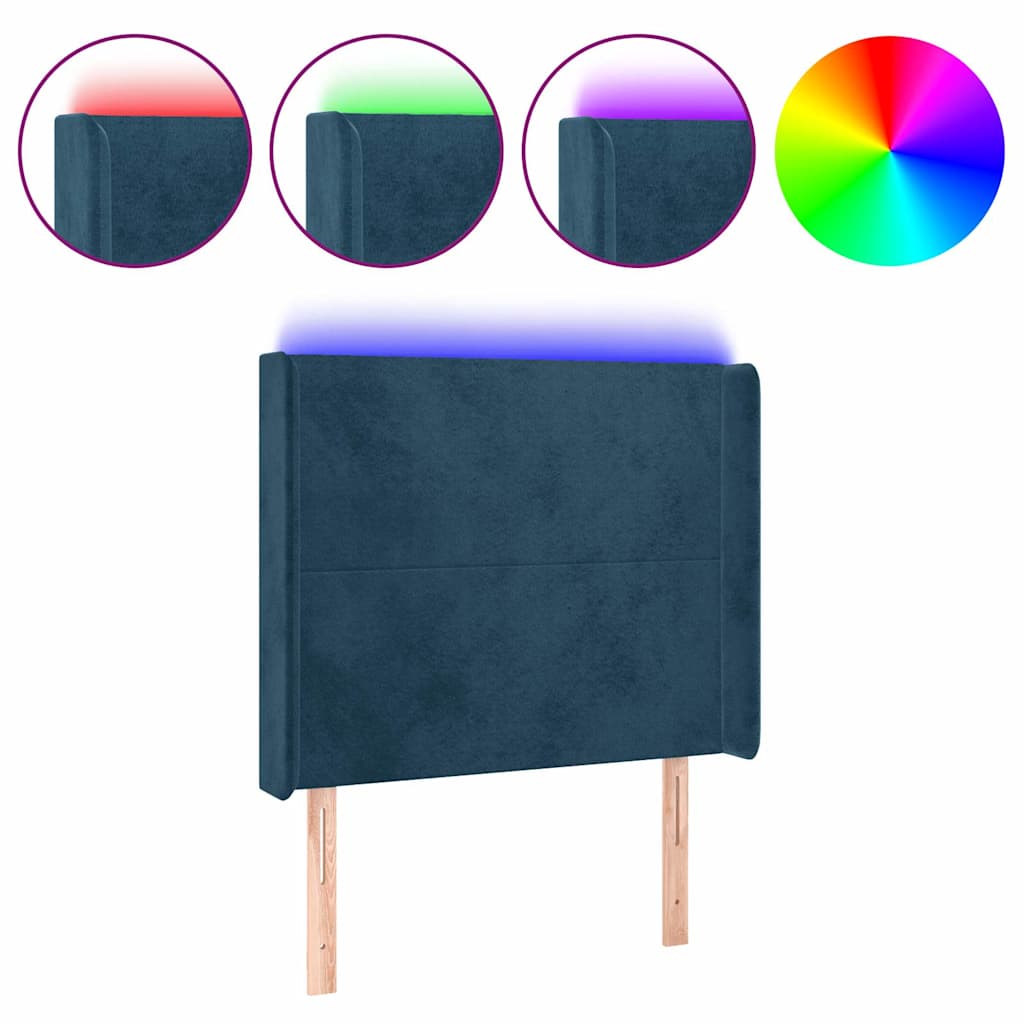 LED Kopfteil Dunkelblau 83x16x118/128 cm Samt