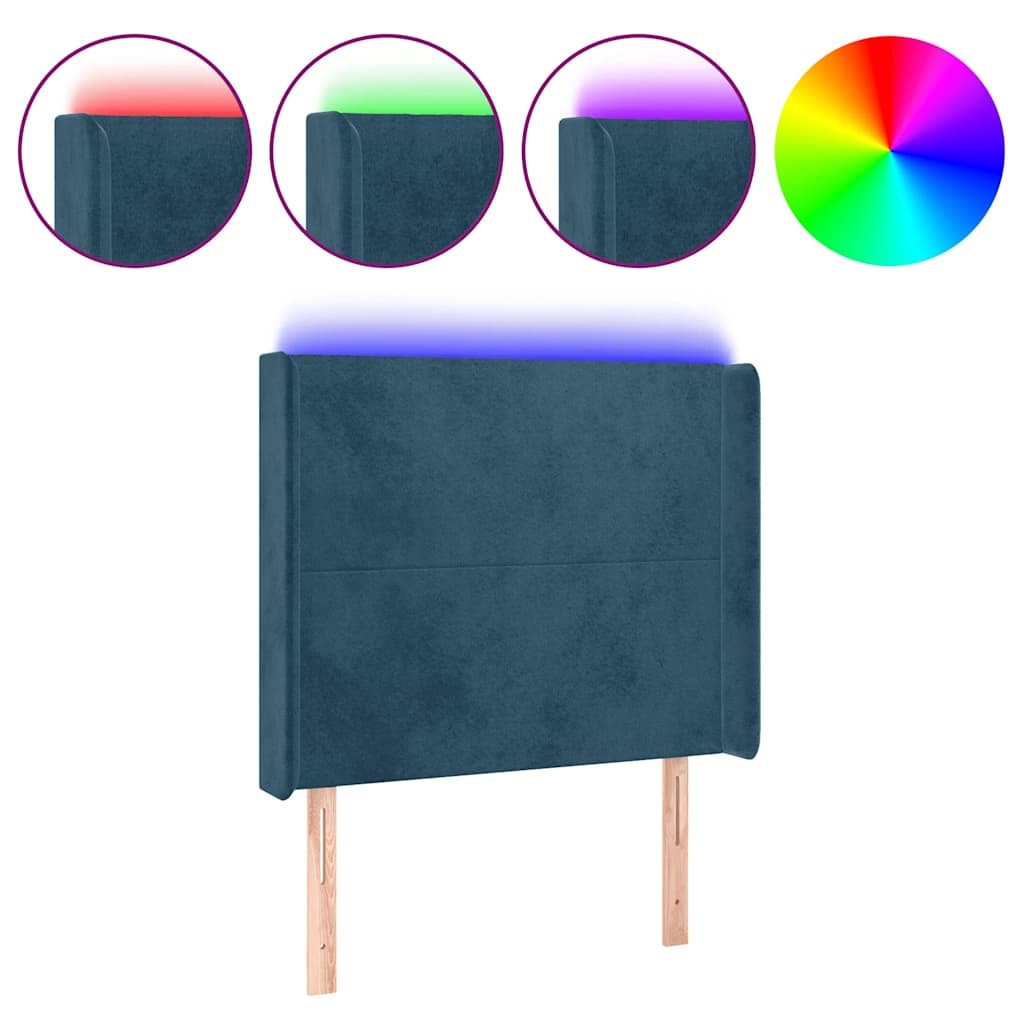 LED Kopfteil Dunkelblau 103x16x118/128 cm Samt